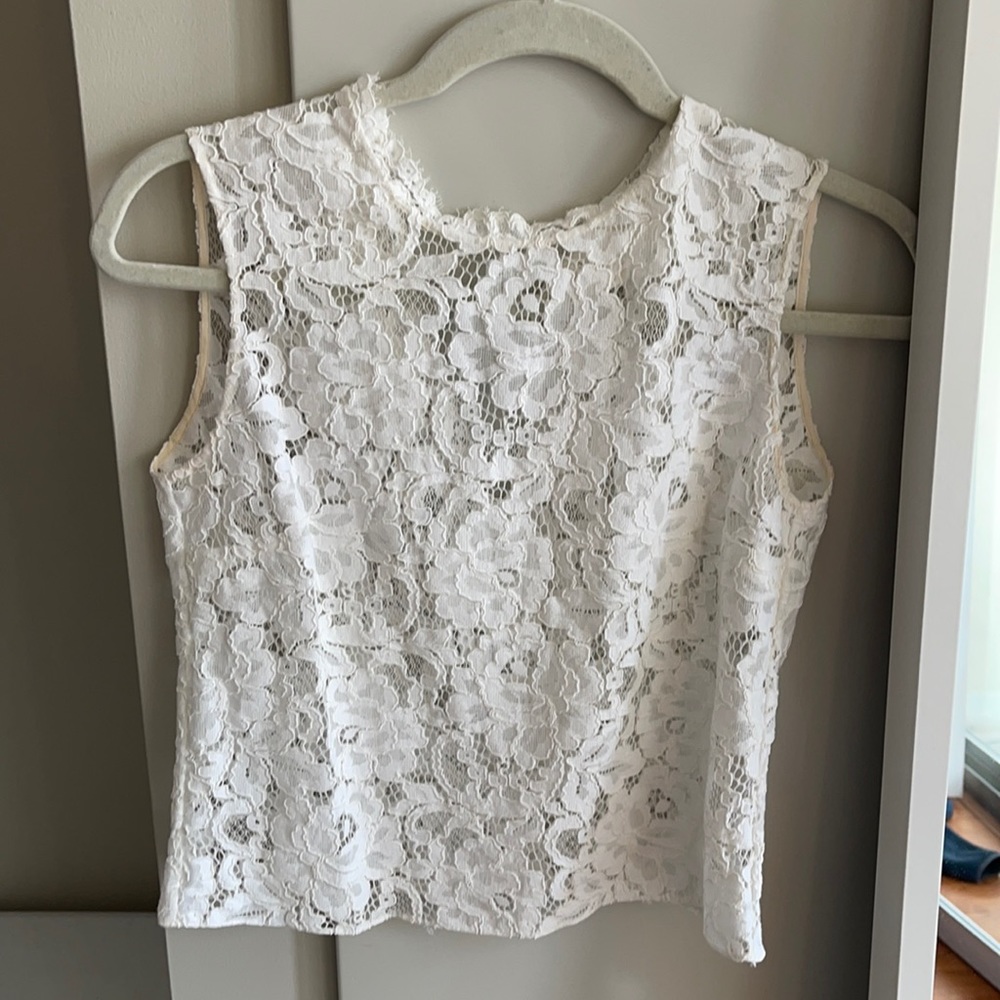 Saint Laurent white lace top size small